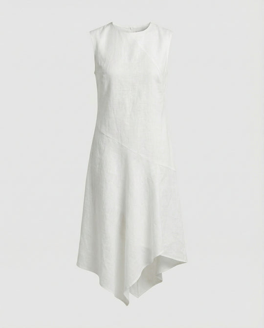 Midikleid Sommer aus Leinen mit asymmetrischem Saum