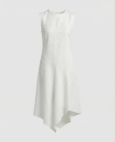 Midikleid Sommer aus Leinen mit asymmetrischem Saum