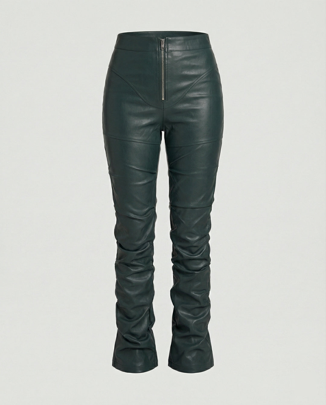 Damen High-Waist Kunstlederhose mit weitem Bein