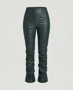 Damen High-Waist Kunstlederhose mit weitem Bein