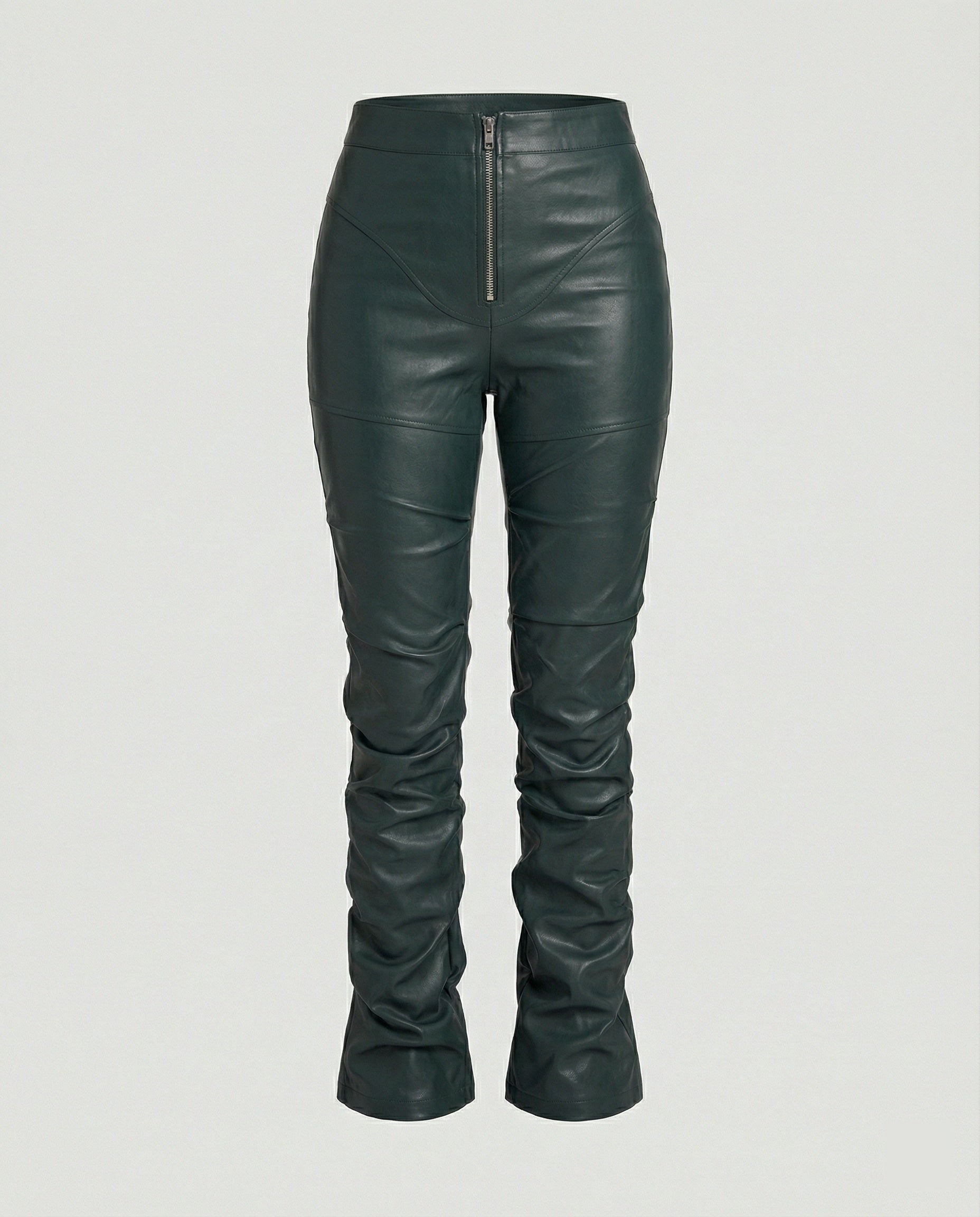 Damen High-Waist Kunstlederhose mit weitem Bein