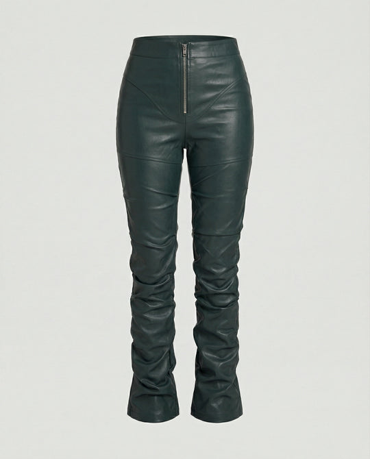 Damen High-Waist Kunstlederhose mit weitem Bein
