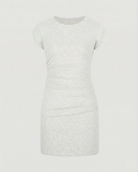 Figurbetontes Mini-Kleid mit Rundhals und Raffungen für den Sommer