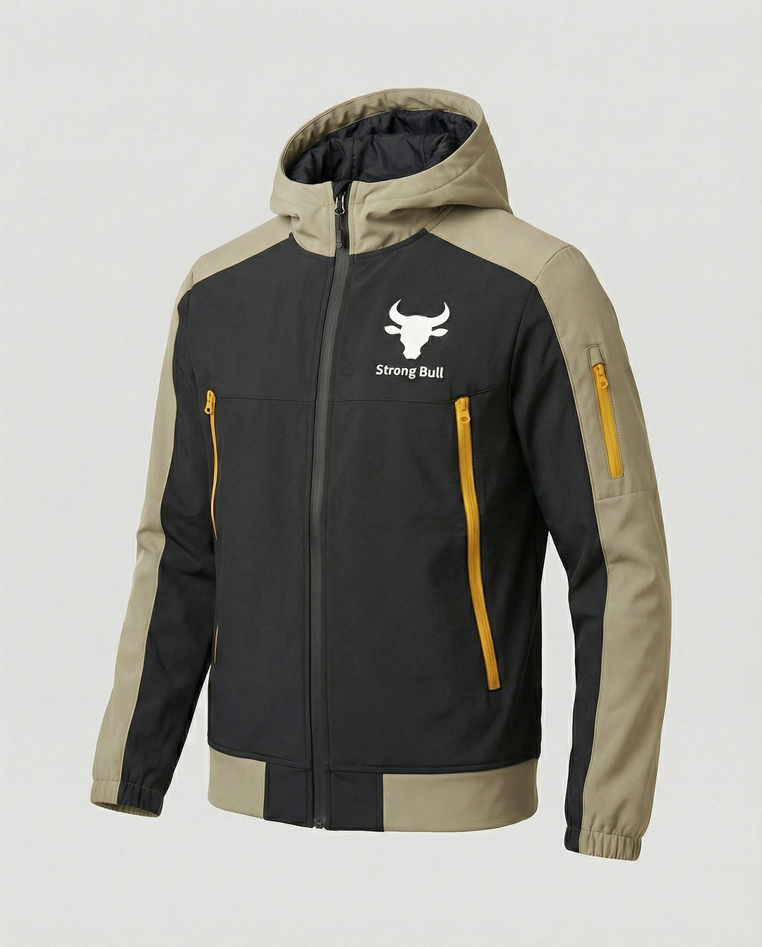 R&B | Herrenjacke mit Reißverschluss, Kapuze und Farbblockdesign