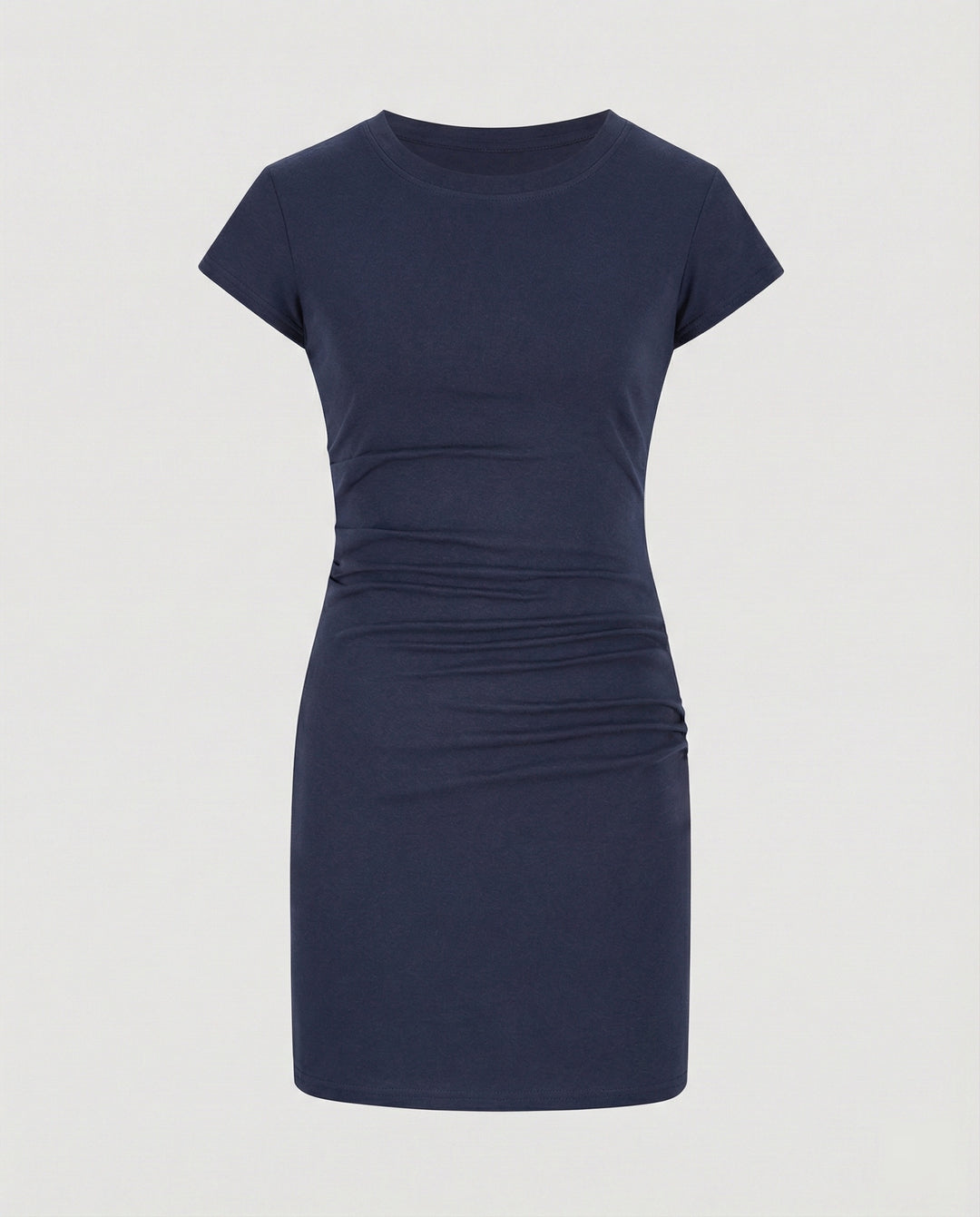 Figurbetontes Mini-Kleid mit Rundhals und Raffungen für den Sommer