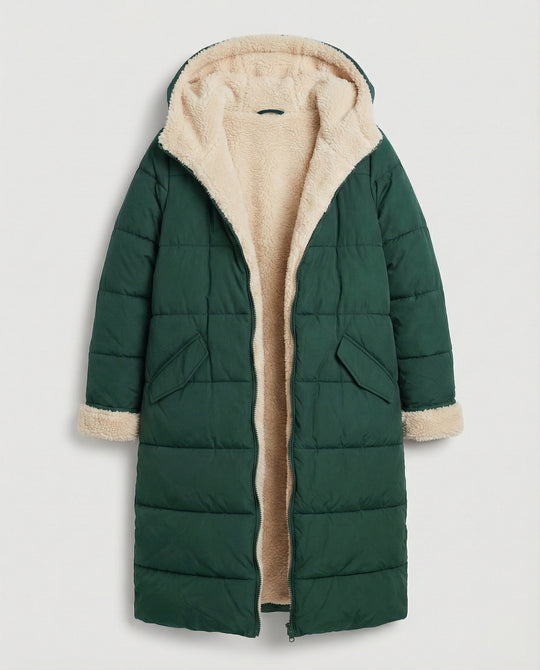 Damen lange, gefütterte Winterjacke mit Fleece-Futter R&B