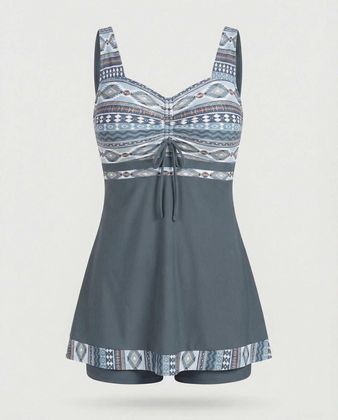 R&B | Blauer, Schmaler, Leichter Patchwork-Tankini