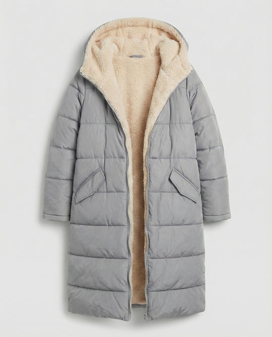 Damen lange, gefütterte Winterjacke mit Fleece-Futter R&B