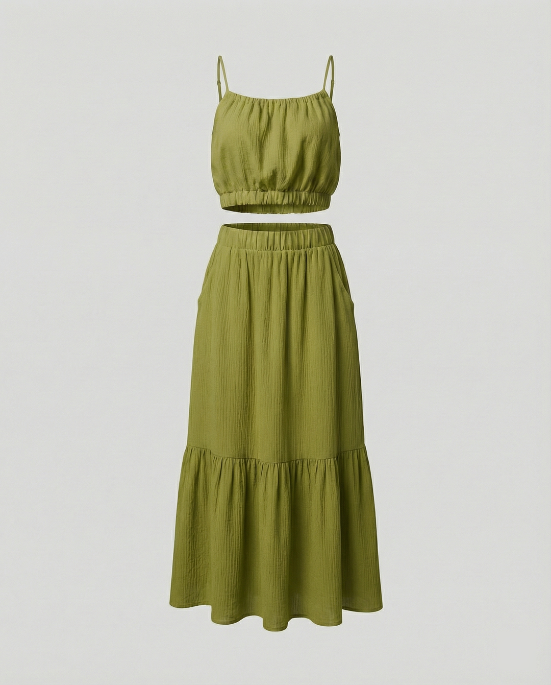 Damen Sommerliches Zweiteiler-Kleid mit fließendem Schnitt und praktischen Taschen R&B