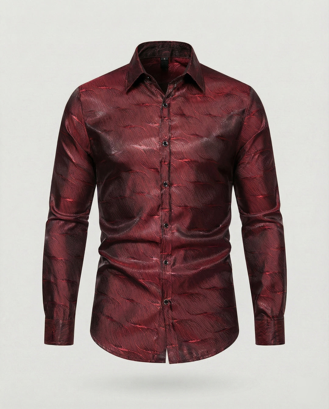 Herren Elegantes Langarmhemd mit modernem Wellenmuster und glänzender Oberfläche R&B