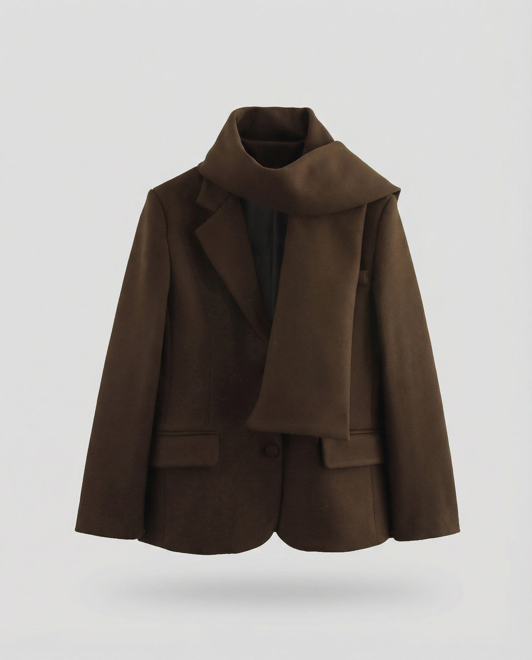Damen elegante Blazerjacke mit abnehmbarem Schal