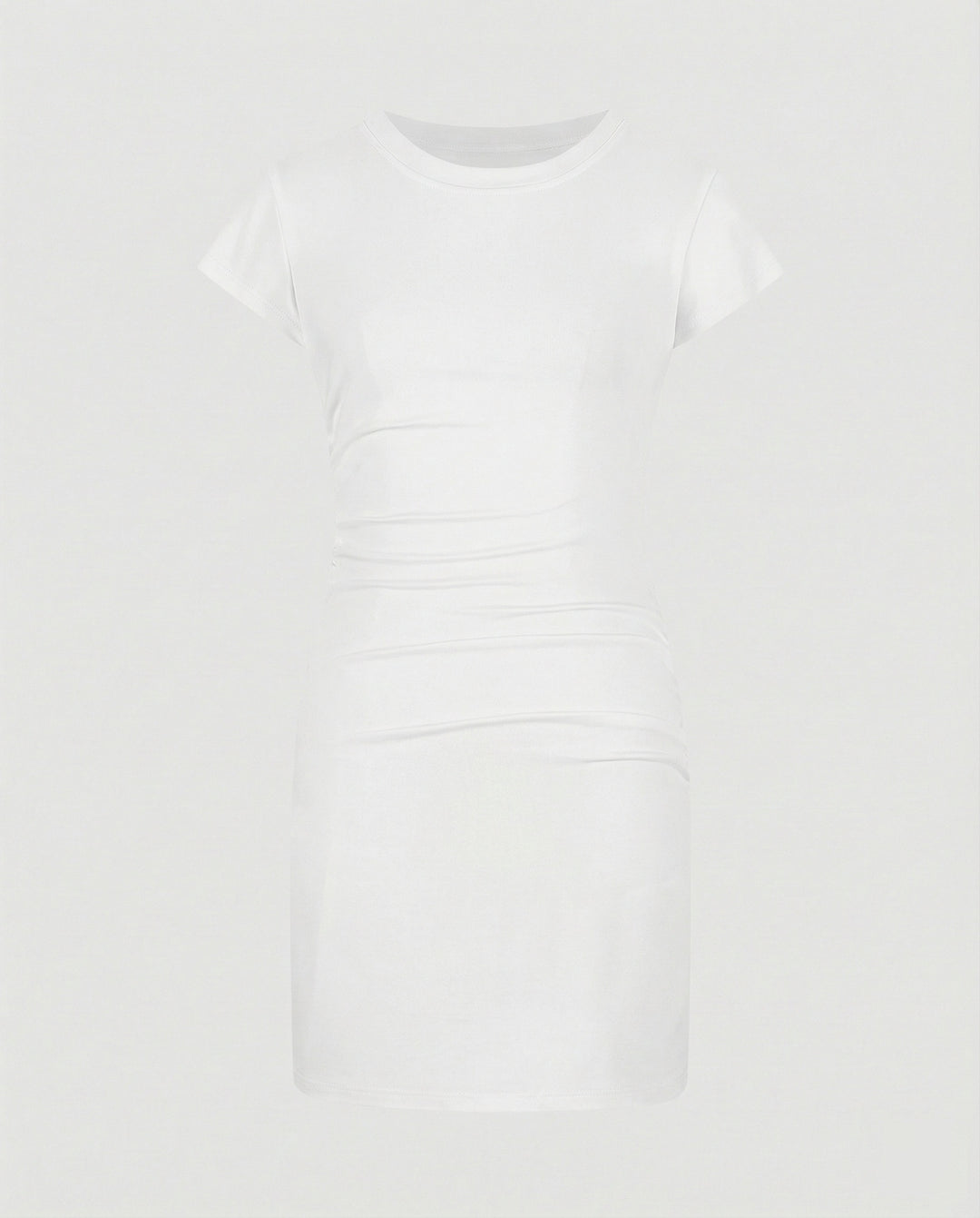 Figurbetontes Mini-Kleid mit Rundhals und Raffungen für den Sommer