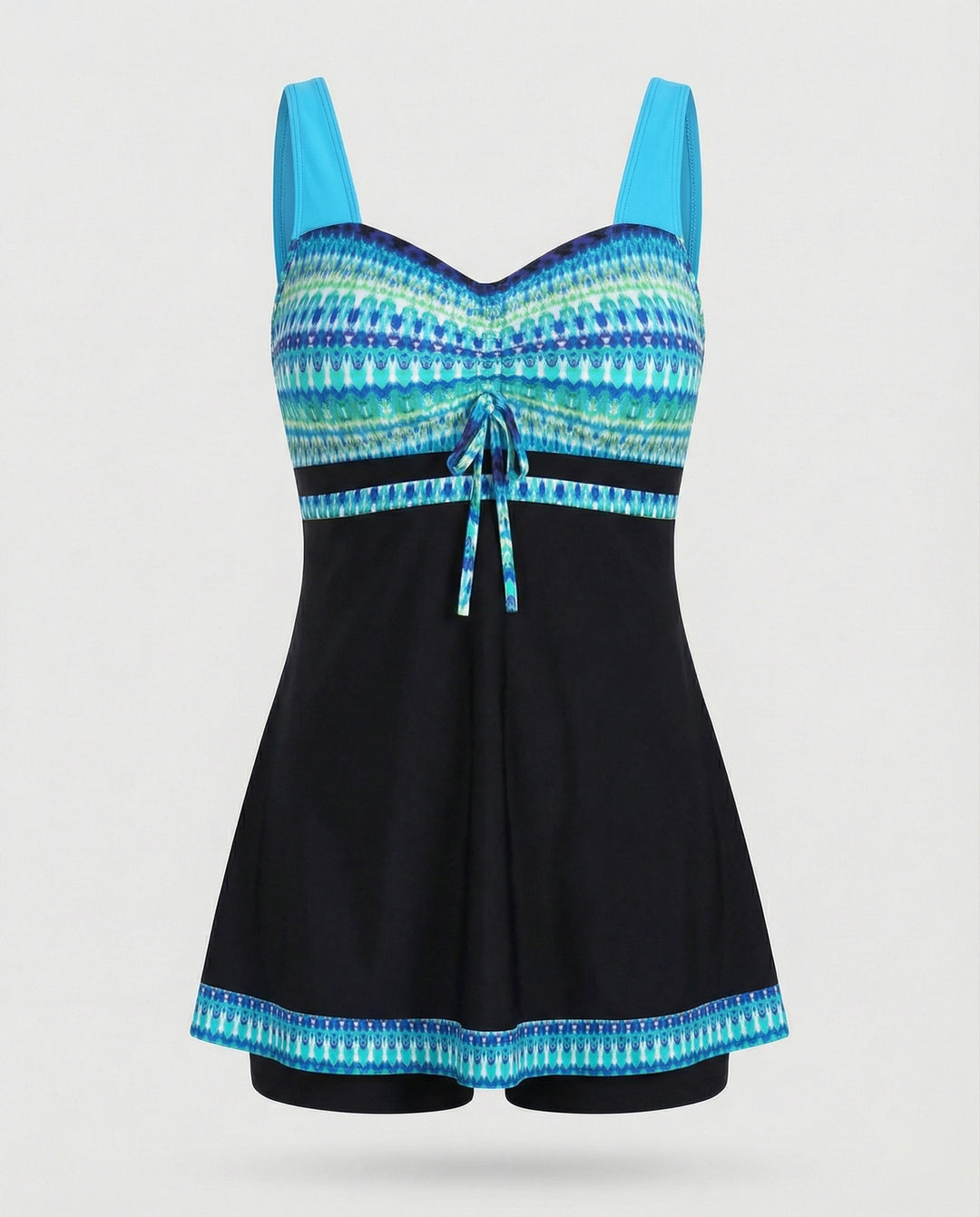 R&B | Blauer, Schmaler, Leichter Patchwork-Tankini