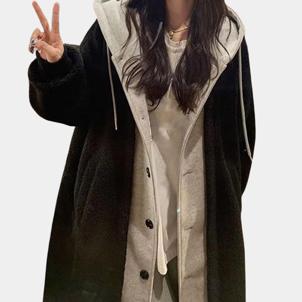 R&B | Lässige Lange Damenjacke mit Kapuze