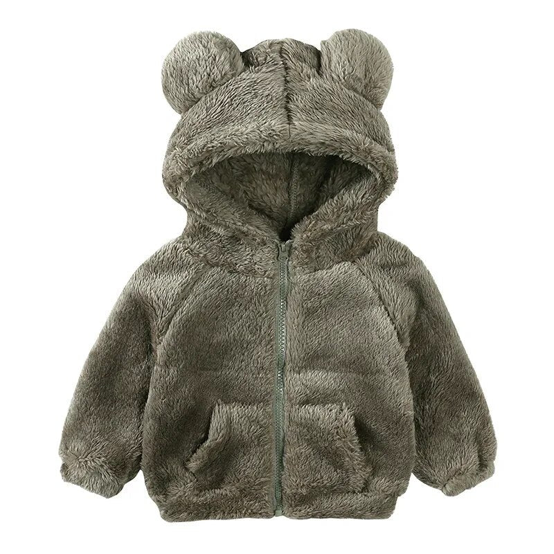 R&B Comfort Modische Bären-Kinderjacke aus dickem Samt