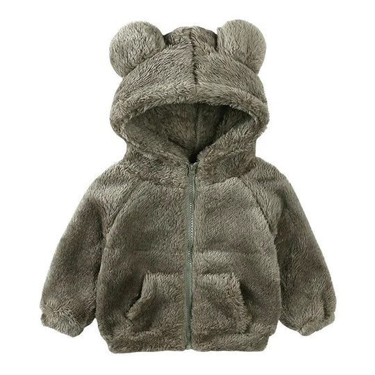 R&B Comfort Modische Bären-Kinderjacke aus dickem Samt