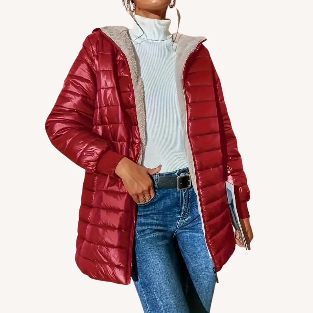 R&B | Damen Kunstpelz Futter Gesteppte Kapuzenjacke