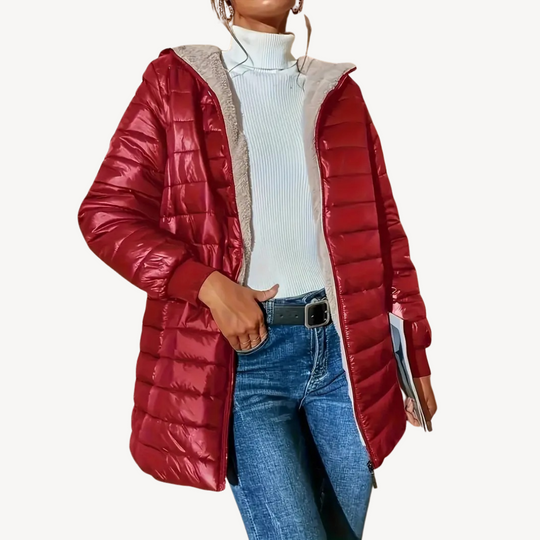 R&B | Damen Kunstpelz Futter Gesteppte Kapuzenjacke