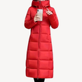 R&B | Damen Lange Pufferjacke mit Kapuze