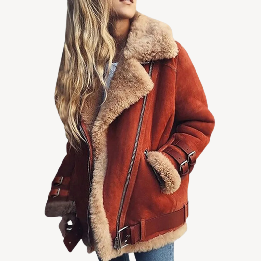 R&B | Lammfell Gefütterte Bikerjacke für Damen