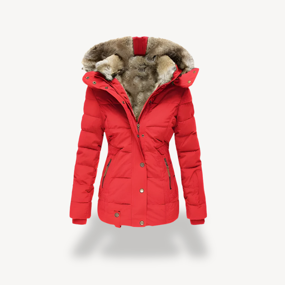 R&B | Damen Gesteppter Parka mit Abnehmbarem Kunstfellkapuze