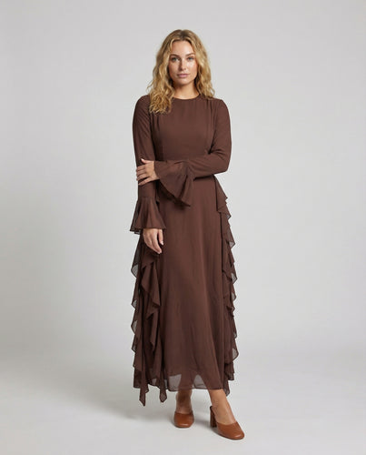 Damen Gestufte Taillenpasse Maxikleid