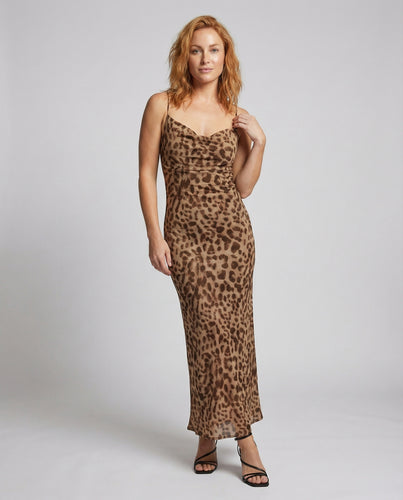 Damen Wasserfall-Ausschnitt Slipkleid