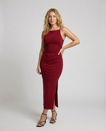 Damen Ärmellose Figurbetonte Jersey Maxikleid