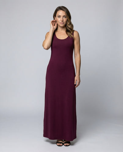 Damen nan figurbetontes Stretch-Jersey-Maxikleid mit Rundhalsausschnitt und taillierter Schnittführung R&B