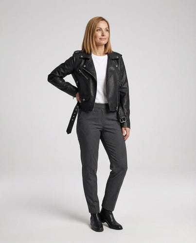 Freizeitkleidung Damen Bikerjacke Kunstleder