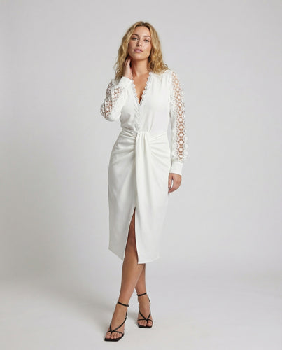 Damen Elegante Wickel Mischgewebe Wickelkleid