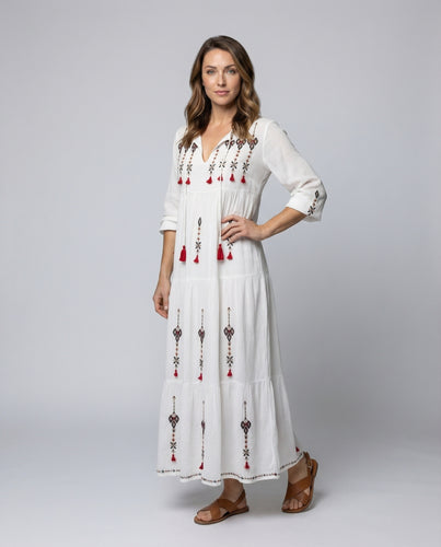 Damen Fließende Folklorische Baumwoll Freizeitkleid
