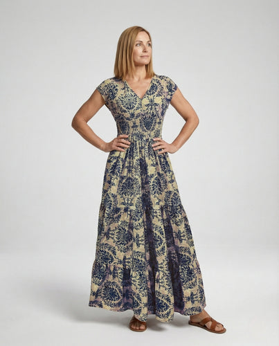 Damen Maxikleid Sommer mit Smock