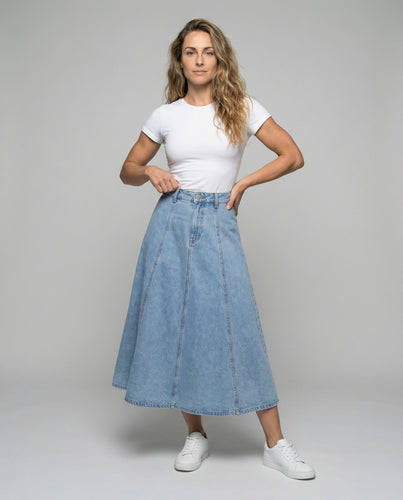 Damen Klassische Bahnen-Design Denim Jeansrock