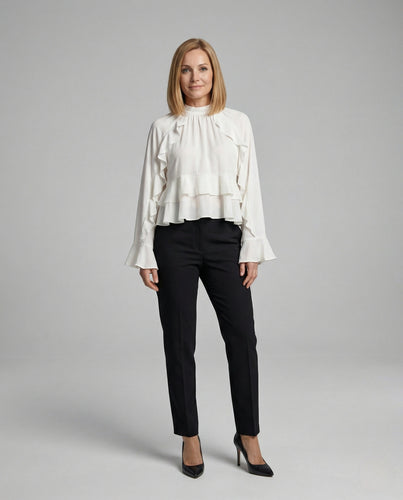 Bluse Damen Volant Stehkragen