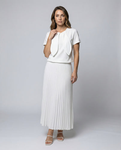 Damen Elegante Kurzarm-Bolero Plissee Ensemble
