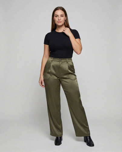 Damen Elegante Seitlicher Schlitz Satin Satin-Palazzohose