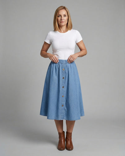 Midirock Damen A-Linie Jeans