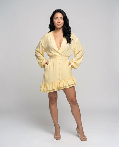 Damen Casual Wickelkleid mit Rüschendetails R&B