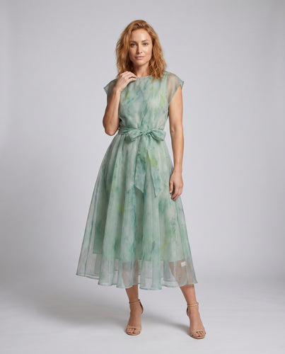 Damen Elegantes Midikleid aus transparentem Chiffon mit filigranen Details R&B