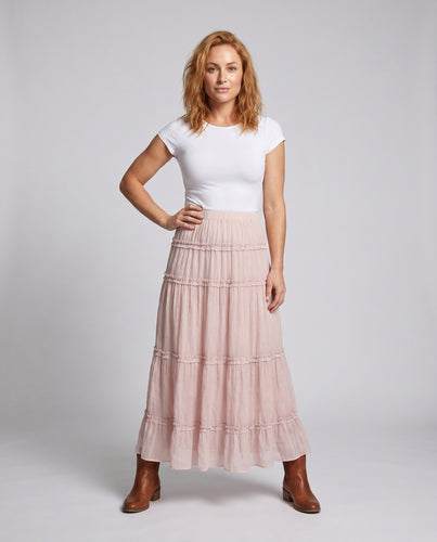Damen Maxi-Rock mit Volant und zarten Rüschendetails R&B