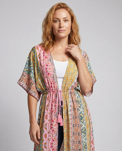 Damen Kaftan mit buntem Ethno-Design und asymmetrischem Schnitt R&B