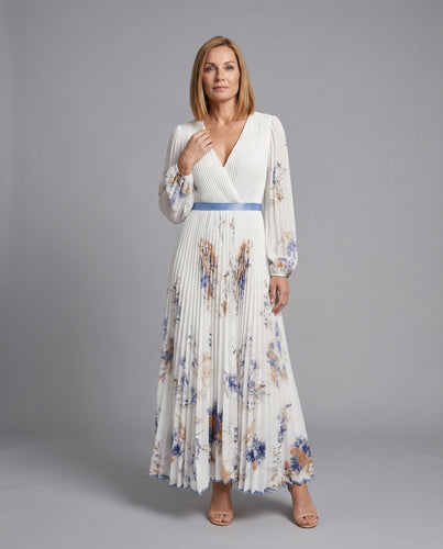 Maxikleid Sommer Damen Chiffon Plissee
