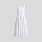 Damen Midi-Dress mit fließendem Schnitt und zarten Trägern