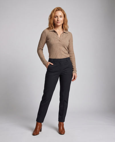Damen Longsleeve mit strukturiertem Muster und elegantem Kragen