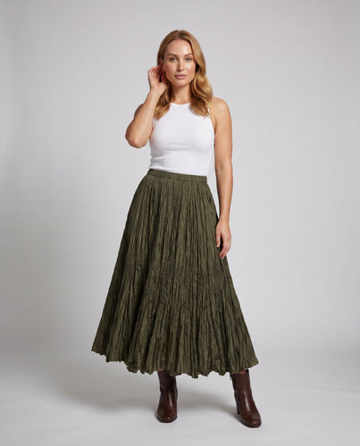 Damen Eleganter plissierter Maxirock mit elastischem Taillenbund