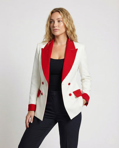 Damen Doppelreihiger Blazer mit Satinrevers