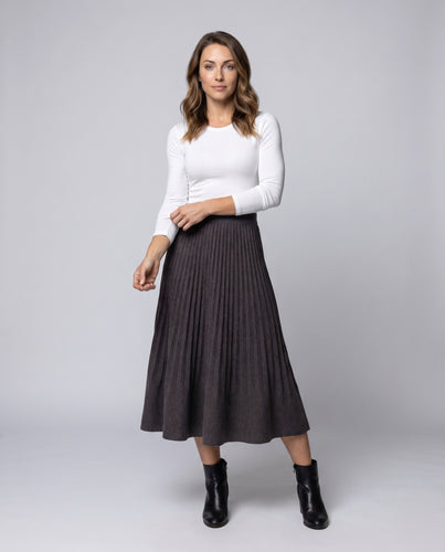 Damen Plissierter Midi-Rock mit elastischem Bund