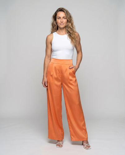 Damen elegante und fließende Hochbundhose