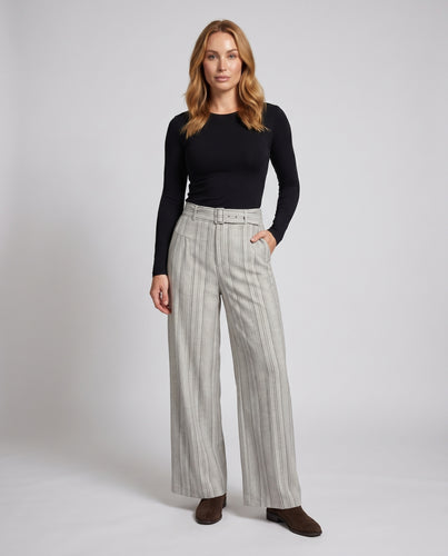 Damen Weitgeschnittene Hose mit hohem Taillenbund und trendigen Streifen